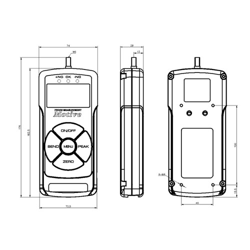 MTM系列內(nèi)置傳感器推拉力計(jì)結(jié)構(gòu)尺寸圖